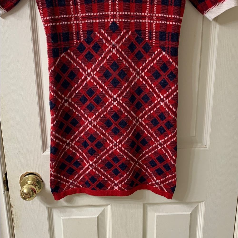 🌷3 for $25🌷SHEIN, US 6, Red Black & White Plaid Bodycon Sweater Dress - Picture 4 of 10